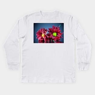 Maroon Flowers Kids Long Sleeve T-Shirt